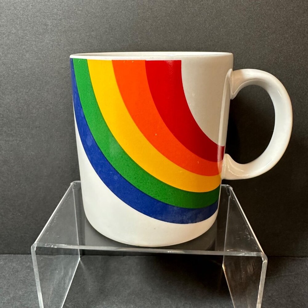 Rainbow Ceramic Mug Coffee/Tea Cup Vintage 1986 Pride FTDA Made in Korea